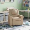 HBCY Creations Kid's Recliner - Beige Vinyl Upholstery - Integrated Cupholder - Padded Headrest - Safety Recline Feature view 1