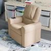 HBCY Creations Kid's Recliner - Beige Vinyl Upholstery - Integrated Cupholder - Padded Headrest - Safety Recline Feature view 3