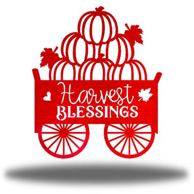 Riverside Designs Harvest Blessing Sign | Fall Metal Wall Art Autumn Steel Decor | Made in USA | Multiple Colors and Sizes (Red, 36")