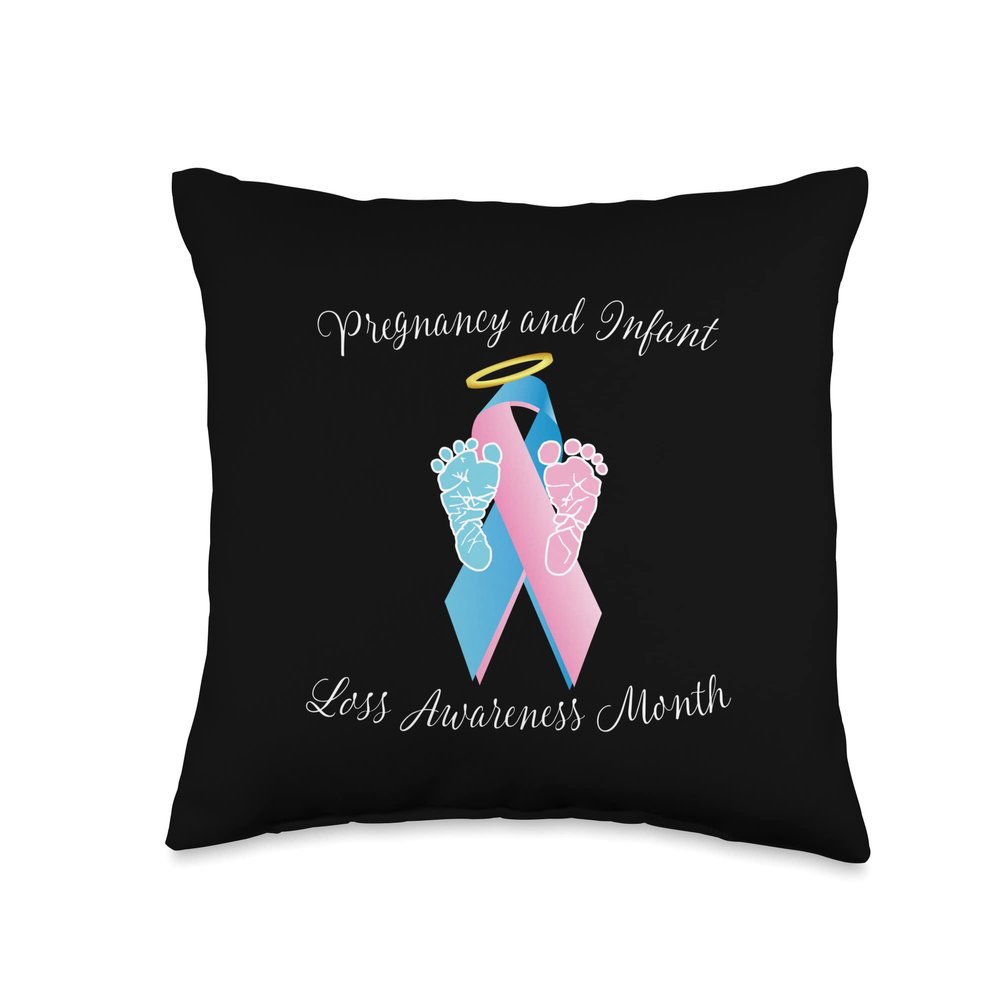 Pregnancy Infant Loss Awareness Month Ribbon Throw Pillow