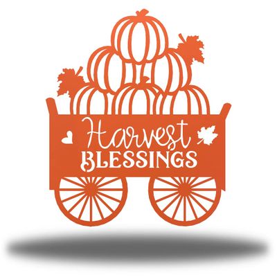 Riverside Designs Harvest Blessing Sign | Fall Metal Wall Art Autumn Steel Decor | Made in USA | Multiple Colors and Sizes (Gold, 36")