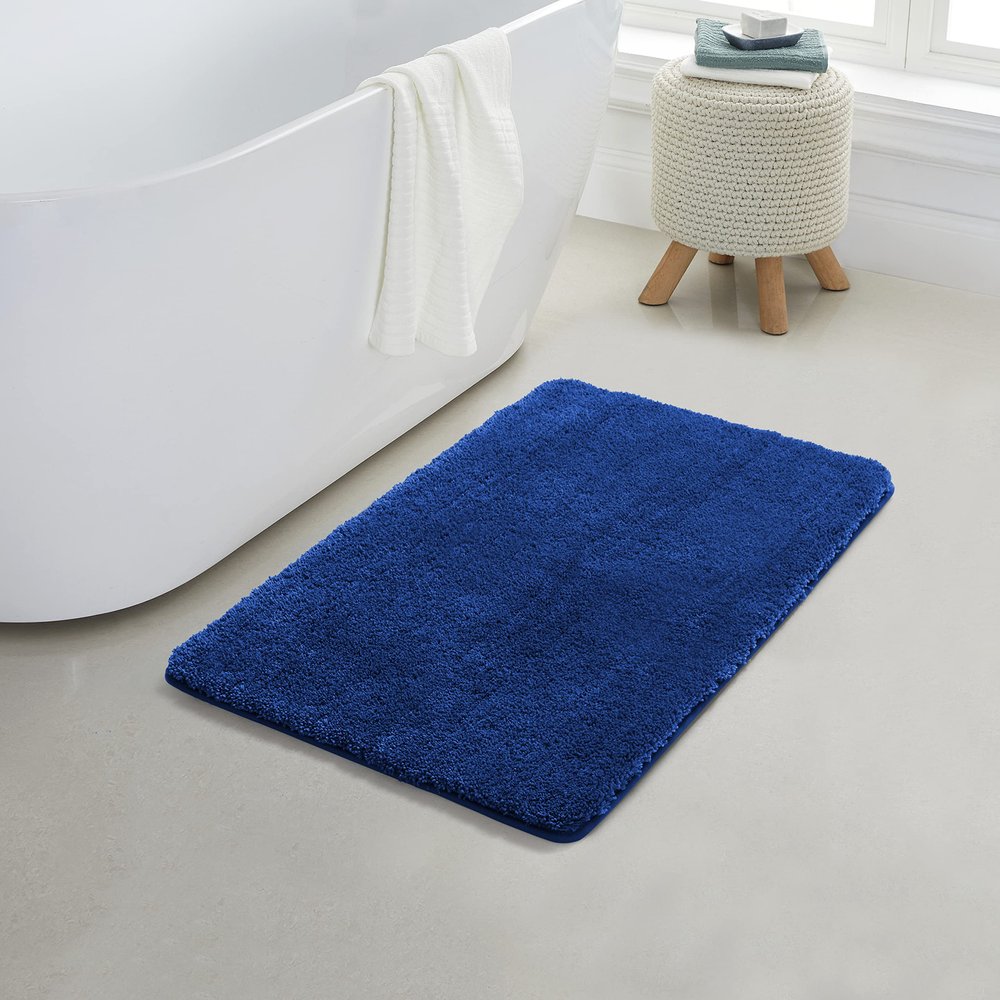 YHF Bathroom Rugs 24" X 35", Extra Thick & Soft Microfiber Shaggy, Machine Washable Bath Mats, Absorbent Bath Rugs, Non-Slip Rubber Backing Bath Mat for Bathroom Floor, Tub and Shower, Royal Blue