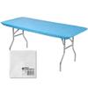 Kwik-Covers 5 Pack of Rectangular Plastic Table Covers Bundle - 70 Paper Napkins Included - for 6' Foot or 8' Foot Tables - (Table NOT Included) (Light Blue, 30" x 72" (6' Foot Table)) view 1