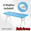 Kwik-Covers 5 Pack of Rectangular Plastic Table Covers Bundle - 70 Paper Napkins Included - for 6' Foot or 8' Foot Tables - (Table NOT Included) (Light Blue, 30" x 72" (6' Foot Table)) view 3