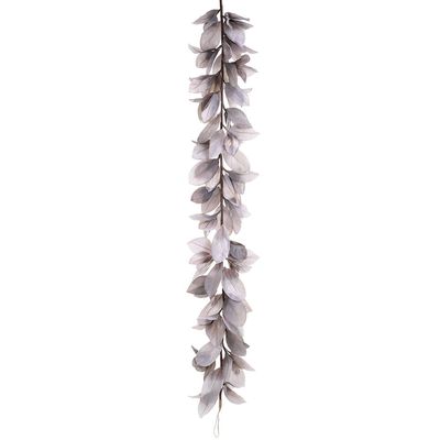 SilksAreForever 6'10" Magnolia Leaf Artificial Garland -Gray (Pack of 2)