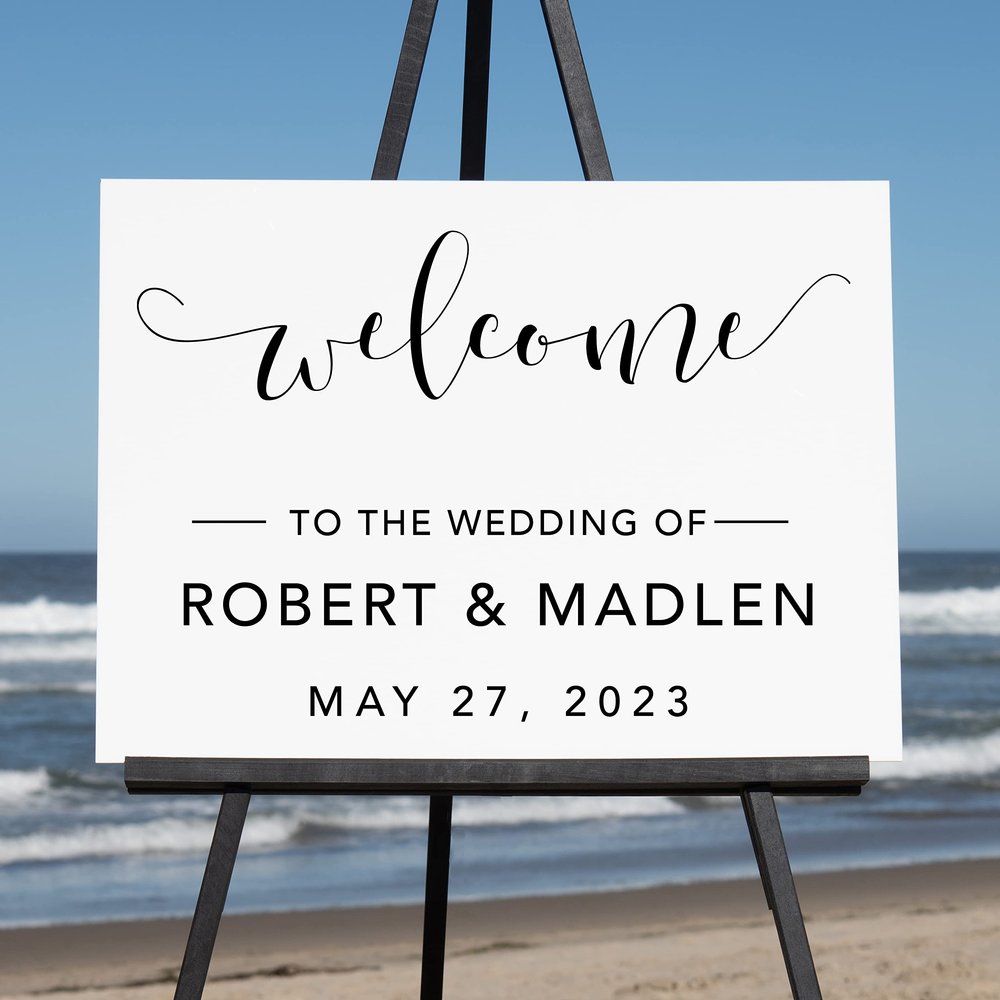 Semi-Custom Wedding Welcome Sign, Create your own Welcome Wedding Sign! Acrylic Wedding Sign - 18"Hx24"W Landscape White Acrylic