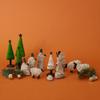 Natural Wool Wrapped Nativity Tabletop Scene with Holiday Trees, Collectible Figurines, Seasonal Decor, Christmas, Religious, Catholic Home, Christian, Jesus Manger Scene, Christmas Tree, Holy Family view 1