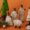 Natural Wool Wrapped Nativity Tabletop Scene with Holiday Trees, Collectible Figurines, Seasonal Decor, Christmas, Religious, Catholic Home, Christian, Jesus Manger Scene, Christmas Tree, Holy Family view 3