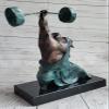 Signed Original Miguel Lopez Power Weightlifters Sport Memorabilia Bronze Figure Decorative Artwork Figurine by Think Bronze view 1