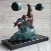 Signed Original Miguel Lopez Power Weightlifters Sport Memorabilia Bronze Figure Decorative Artwork Figurine by Think Bronze view 3