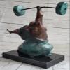Signed Original Miguel Lopez Power Weightlifters Sport Memorabilia Bronze Figure Decorative Artwork Figurine by Think Bronze view 4