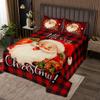 Santa Claus Lightweight Quilt Set for Kids Teens,Black and Red Square Bedspread,Merry Christmas Bed Cover Bedding Set Decorative Quilted 2 Piece Coverlet Set with 1 Pillow Sham,Twin Size view 1