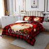 Santa Claus Lightweight Quilt Set for Kids Teens,Black and Red Square Bedspread,Merry Christmas Bed Cover Bedding Set Decorative Quilted 2 Piece Coverlet Set with 1 Pillow Sham,Twin Size view 2