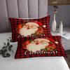 Santa Claus Lightweight Quilt Set for Kids Teens,Black and Red Square Bedspread,Merry Christmas Bed Cover Bedding Set Decorative Quilted 2 Piece Coverlet Set with 1 Pillow Sham,Twin Size view 3