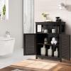 GLACER Bathroom Floor Cabinet, Wooden Storage Cabinet with Double Shutter Doors & 3-Position Adjustable Shelf, Side Storage Organizer, 23.5 x 12 x 31.5 inches (Espresso) view 2