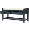 TRIPLE TREE Shoe Rack with Cushioned Seat and Drawers, Multipurpose Entryway Storage Bench with Shelf, Wood Storage Bench for Living Room Entryway Hallways, Antique Navy, 39''L x 14''W x 19.8''H view 4