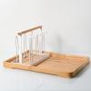 LIU- Cup Drying Rack Holder with Bamboo Tray,Beer Glasses Rack Hold to 6 Cup,Non-Slip Metal Drinking Glasses Organizer Rack with Wood Handle (Color : White) view 3