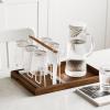 LIU- Tabletop Cup Holder with Wood Tray, Drinking Glass Bottle Drainer Drying Stand with Handle, Non-Slip Mugs Cups Organizer for Kitchen Counters (Color : White) view 2