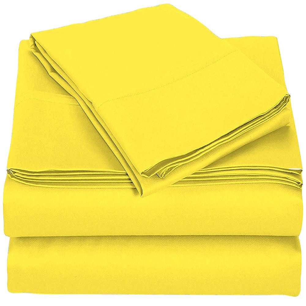 4 Piece RV Sheets Set, Luxury Breathable & Cooling Sheets Sheets 1000 Thread Count 100% Egyptian Cotton, 12 Inch Deep Pocket RV Bunk Size (30"X80"), Yellow