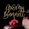 Alexis Mattox Design Personalized Wedding Cake Topper/Custom Script Cake Topper for Wedding or Anniversary/Customizable Cake Topper/Gold Silver view 4