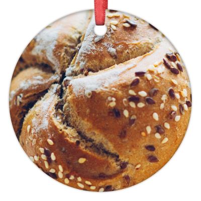 Kaiser Roll Christmas Decorations for Tree Bread Personalized Christmas Ornament Cute Food Ceramic Farmhouse Hanging Ornaments Holiday Christmas Keepsake New Year Gifts, 3 Inch