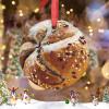 Kaiser Roll Christmas Decorations for Tree Bread Personalized Christmas Ornament Cute Food Ceramic Farmhouse Hanging Ornaments Holiday Christmas Keepsake New Year Gifts, 3 Inch view 2