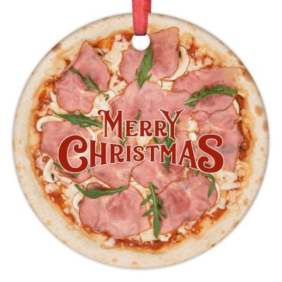 Christmas Ornaments American Pizza Christmas Tree Ornaments Pizza Ceramic Funny Food Ornaments Personalized Christmas Ornaments 2022 Keepsake Holiday Christmas Decor, 3 Inch