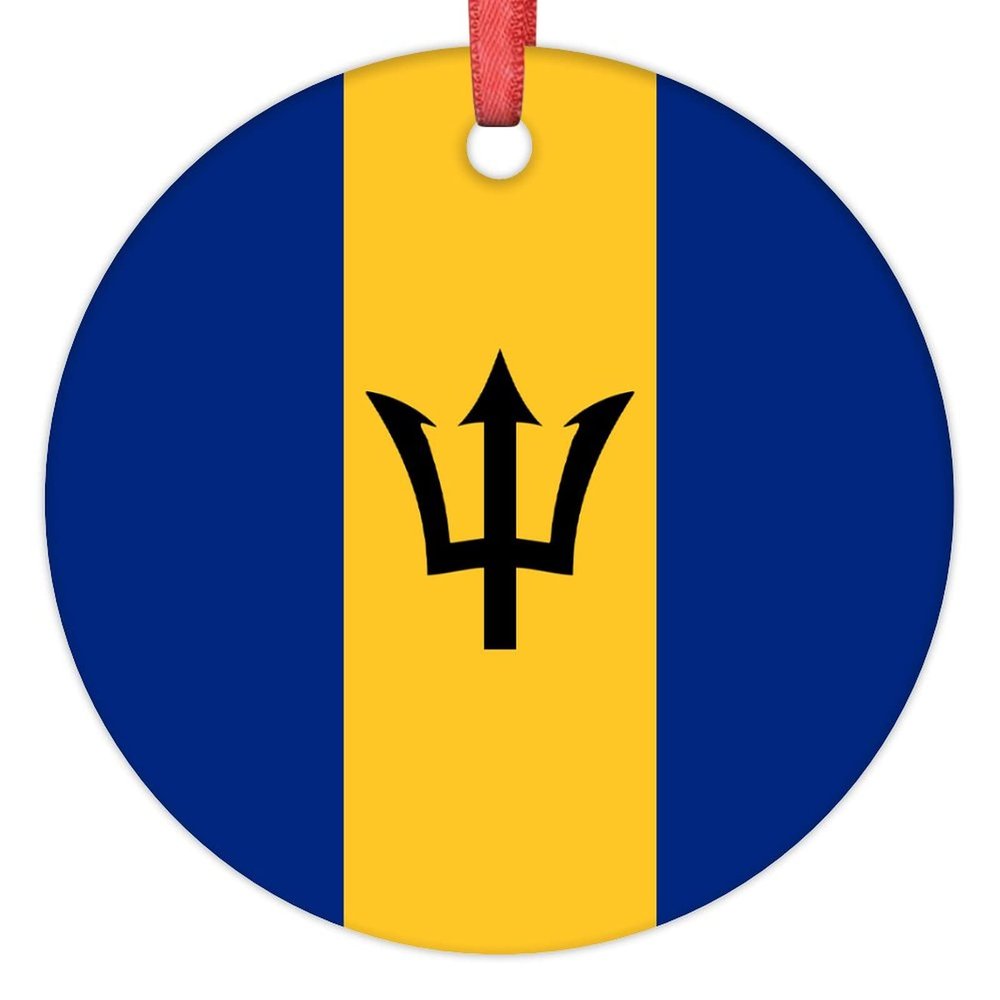 Christmas Ornaments Barbados Flag Christmas Tree Ornaments Country City Souvenir Ceramic Barbados Ornaments Personalized Christmas Ornaments 2022 Keepsake Holiday Christmas Decor, 3 Inch