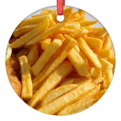 Frech Fries Christmas Ornaments 2022 Christmas Decorations for Tree Personalized Funny Food Porcelain Christmas Ornaments Holiday Christmas Keepsake New Year Gifts, 3 Inch