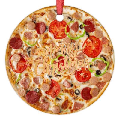 Christmas Ornaments Classic Pizza Ornaments for Christmas Trees Pizza Ceramic Realistic Food Ornaments Personalized Christmas Ornaments 2022 Keepsake Holiday Christmas Decor, 3 Inch