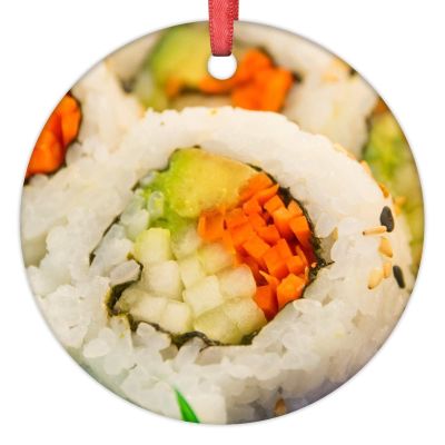 Japanese Sushi Christmas Decorations for Tree Personalized Christmas Ornament Snack Food Ceramic Farmhouse Hanging Ornaments Holiday Christmas Keepsake New Year Gifts, 3 Inch