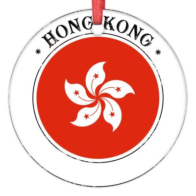 Christmas Ornaments Hong Kong Flag Christmas Tree Ornaments Country City Souvenir Ceramic Hong Kong Ornaments Personalized Christmas Ornaments 2022 Keepsake Holiday Christmas Decor, 3 Inch