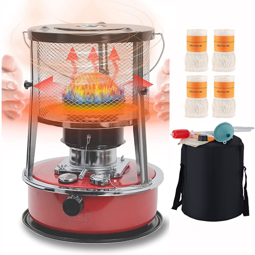4.6/6L Kerosene Stove Heater, Indoor Kerosene Stove Without Electricity, Kerosene Stove Burner With Wick, Convection Kerosene Heater, Adjustable Firepower,4.6Lred