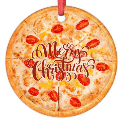 Bacon Pizza Christmas Ornaments 2022 Pizza Christmas Tree Ornaments Personalized Realistic Food Porcelain Christmas Ornaments Holiday Christmas Keepsake New Year Gifts, 3 Inch