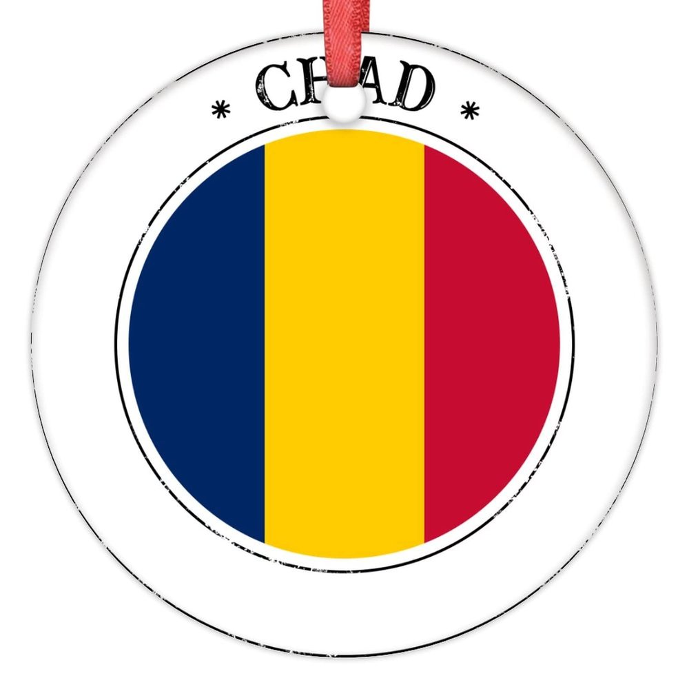 Chad Flag Christmas Ornaments 2022 Country City Souvenir Ornaments for Christmas Trees Personalized National Flag Porcelain Christmas Ornaments Holiday Christmas Keepsake New Year Gifts, 3 Inch
