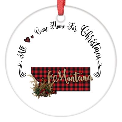Montana Ornaments Personalized Home State Christmas Ornaments 2022 All Come Home for Christmas AntlersOrnaments for Christmas Trees Montana Hanging Ornaments Christmas Keepsake New Year Gifts, 3 Inch
