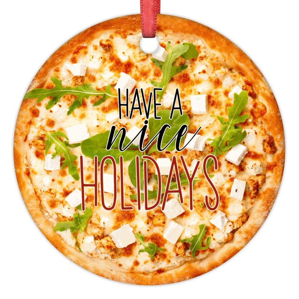 Pizza Pie Christmas Ornaments 2022 Pizza Christmas Tree Ornaments Personalized Cute Food Porcelain Christmas Ornaments Holiday Home Decor Christmas Keepsake New Year Gifts, 3 Inch