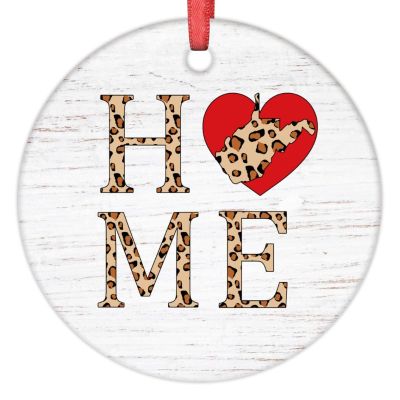 West Virginia Christmas Decorations for Tree Personalized US State Christmas Ornament Leopard Print Home Red Heart Ceramic Hanging Ornaments Holiday Christmas Keepsake New Year Gifts, 3 Inch
