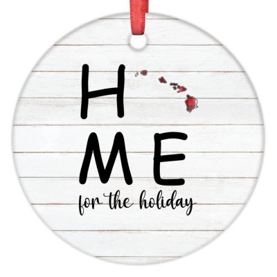 Christmas Ornaments Hawaii Buffalo Plaid Ornaments for Christmas Trees Home for The Holiday Ceramic Home State Ornaments Personalized Christmas Ornaments 2022 Keepsake Holiday Christmas Decor, 3 Inch