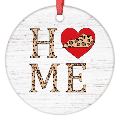 Kentucky Ornaments Personalized Home State Christmas Ornaments 2022 Leopard Print Home Red Heart Ornaments for Christmas Trees Kentucky Hanging Ornaments Christmas Keepsake New Year Gifts, 3 Inch