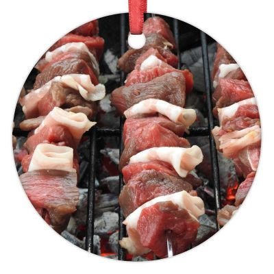 Christmas Ornaments BBQ Lamb Skewers Ornaments for Christmas Trees BBQ Barbecue Ceramic Cute Food Ornaments Personalized Christmas Ornaments 2022 Keepsake Holiday Christmas Decor, 3 Inch