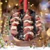 Christmas Ornaments BBQ Lamb Skewers Ornaments for Christmas Trees BBQ Barbecue Ceramic Cute Food Ornaments Personalized Christmas Ornaments 2022 Keepsake Holiday Christmas Decor, 3 Inch view 2