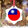 Taiwan Flag Christmas Ornaments 2022 Country City Souvenir Ornaments for Christmas Trees Personalized National Flag Porcelain Christmas Ornaments Holiday Christmas Keepsake New Year Gifts, 3 Inch view 2