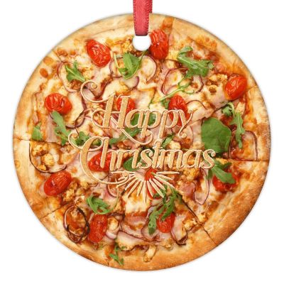Mexican Pizza Christmas Tree Ornaments Personalized Christmas Ornament Funny Food Ceramic Farmhouse Hanging Ornaments Holiday Home Decor Christmas Keepsake New Year Gifts, 3 Inch