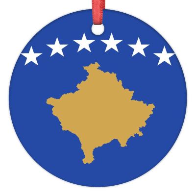Christmas Ornaments Kosovo Flag Ornaments for Christmas Trees Country City Souvenir Ceramic Kosovo Ornaments Personalized Christmas Ornaments 2022 Keepsake Holiday Christmas Decor, 3 Inch