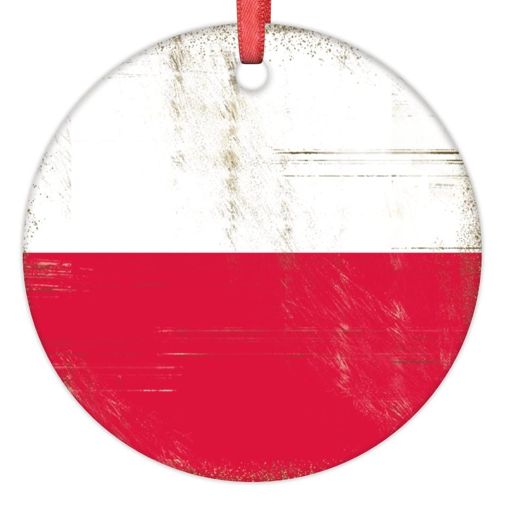 The Flag of Poland Ornaments for Christmas Trees Personalized Patriotic Christmas Ornaments 2022 Country City Souvenir Hanging Ornaments Holiday Christmas Keepsake New Year Gifts, 3 Inch