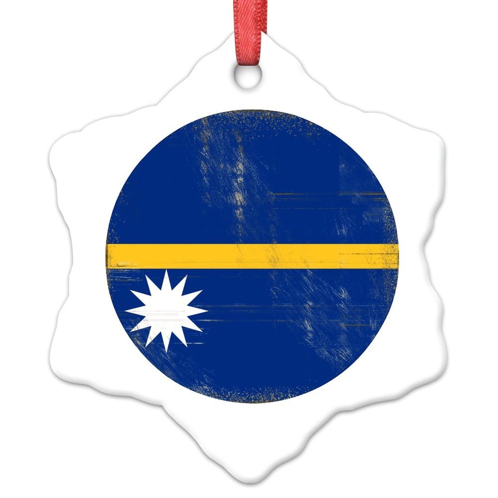 Christmas Ornaments Nauru Flag Christmas Decorations for Tree Country City Souvenir Ceramic Nauru Ornaments Personalized Christmas Ornaments 2022 Keepsake Holiday Christmas Decor, 3 Inch