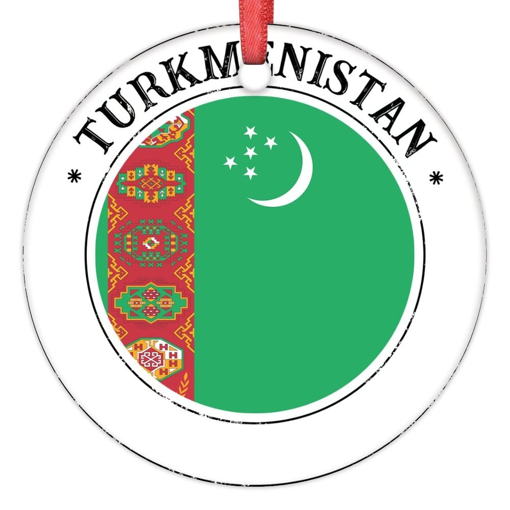 Turkmenistan Flag Christmas Ornaments 2022 Country City Souvenir Ornaments for Christmas Trees Personalized National Flag Christmas Ornaments Holiday Christmas Keepsake New Year Gifts, 3 Inch