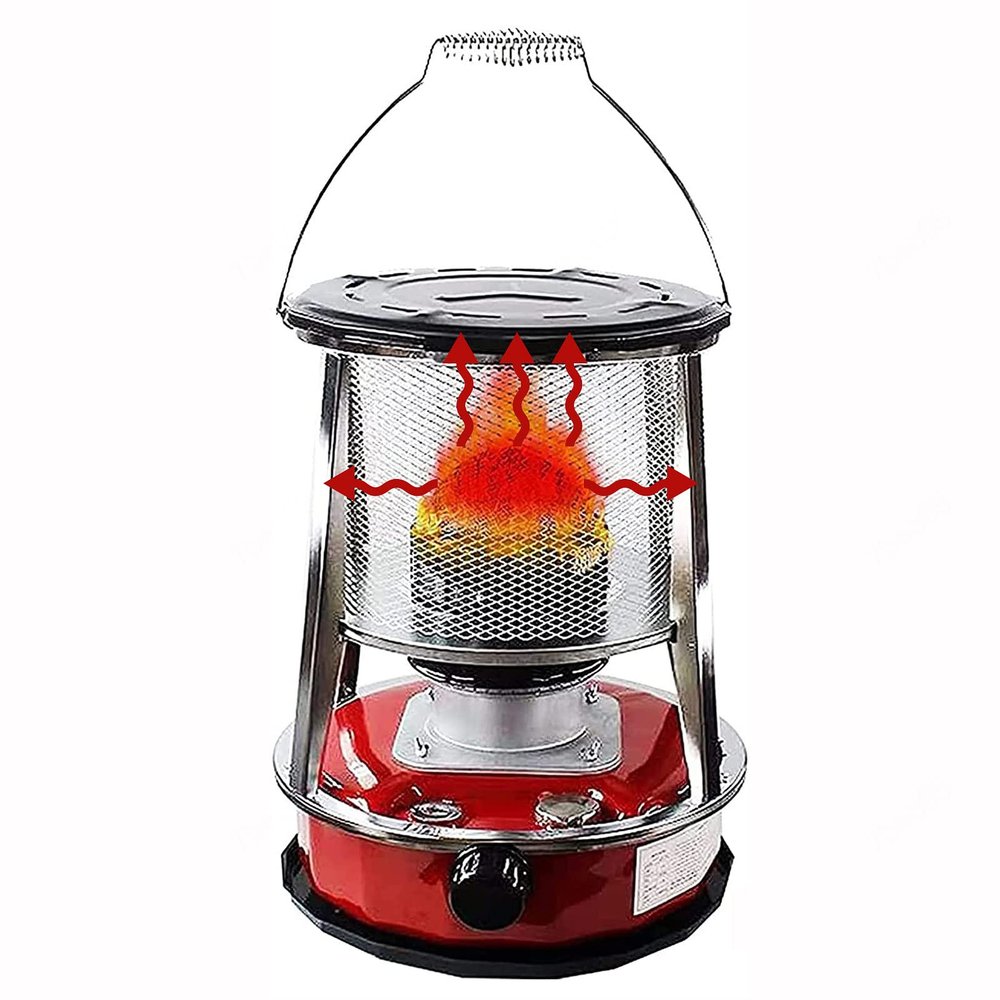 Xrdbfd Portable Handy Kerosene Stove Heater, Indoor Kerosene Stove Burner, Outdoor Camping Oil Paraffin Heater, for Patio, Deck, Tent Heating,4.6Lred