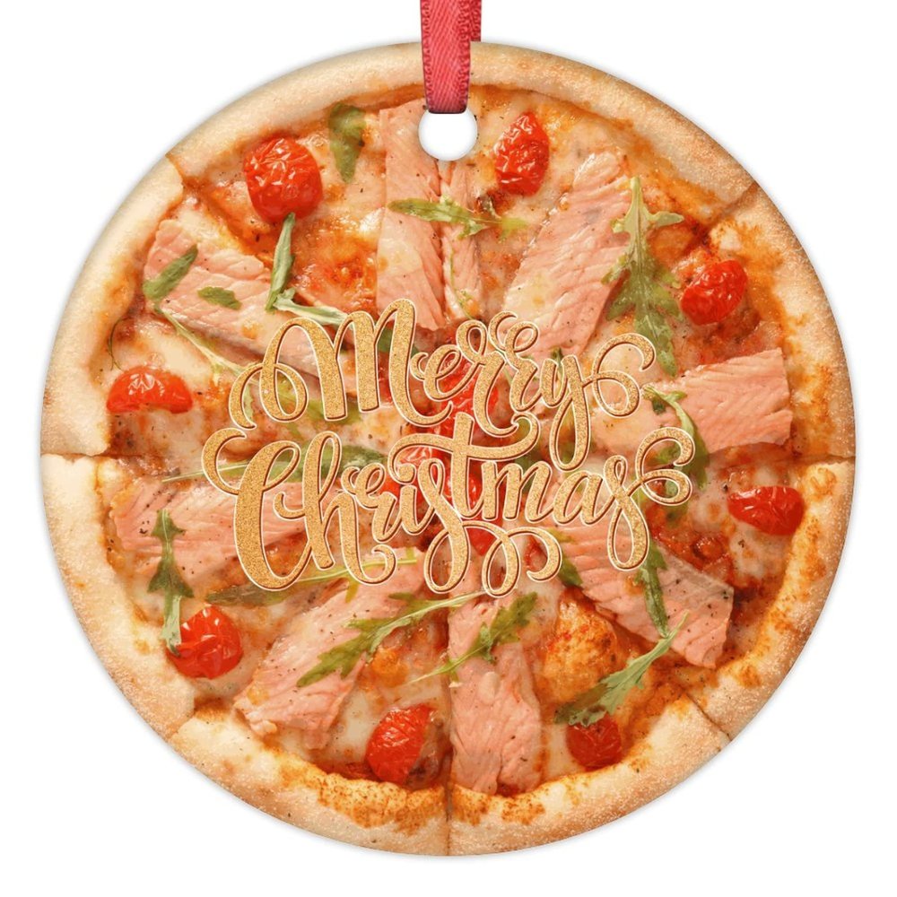 Margherita Pizza Christmas Ornaments Personalized Christmas Ornaments 2022 Cute Food Ornaments for Christmas Trees Hanging Ornaments Holiday Christmas Keepsake New Year Gifts, 3 Inch